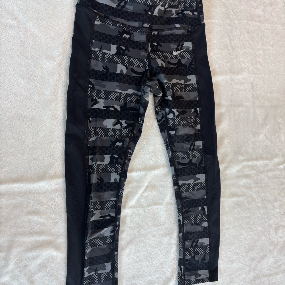 Nike Dri-FIT XS Leggings Camo Checkered High Waist Compression Running Tights‎